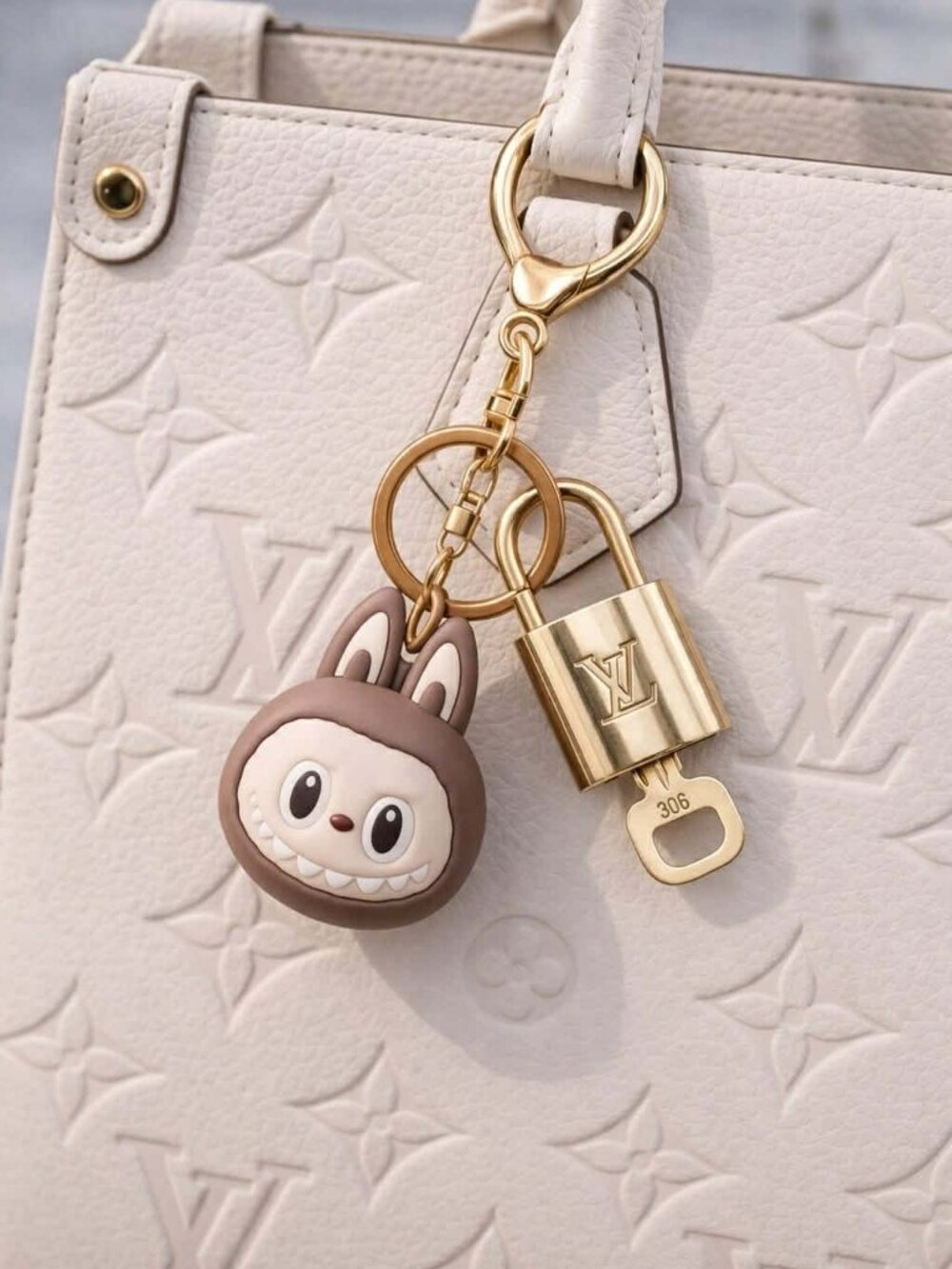 Louis Vuitton Gold Lock 🔑 Authentic LV Padlock + Bag Unbranded Labubu Charm